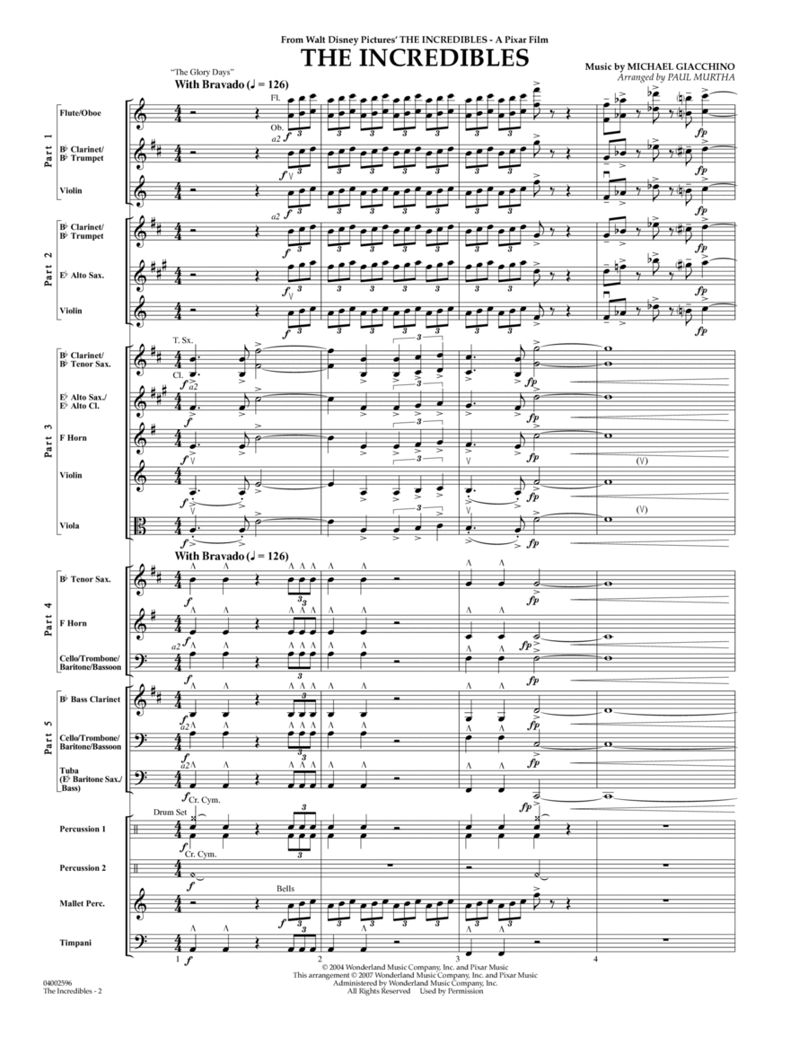 The Incredibles - Conductor Score (Full Score) Concert Band scores gallery preview page 1