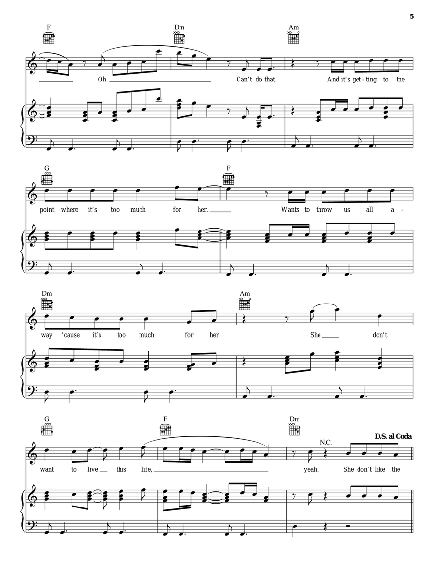 She Don't Like The Lights Piano, Vocal, Guitar scores gallery preview page 5