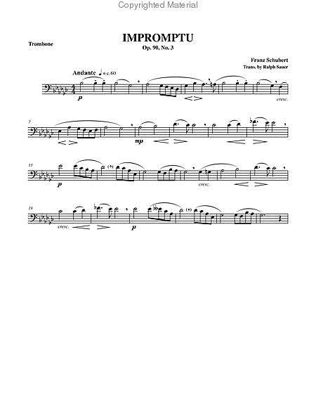 Impromptu, Opus 90, No. 3 for Trombone & Piano