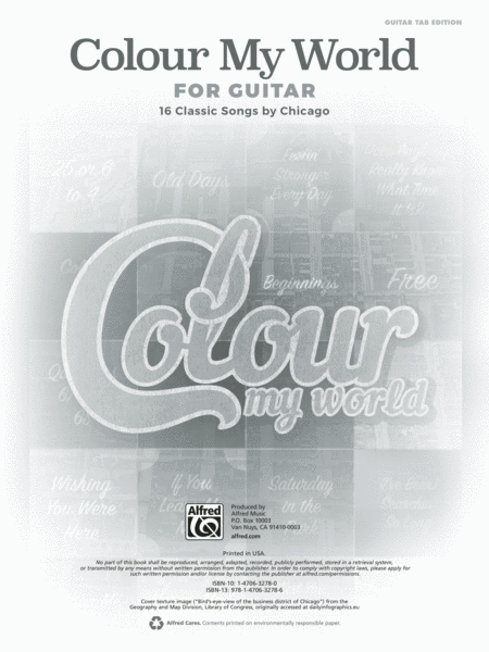Colour My World for Guitar -- 16 Classic Songs by Chicago