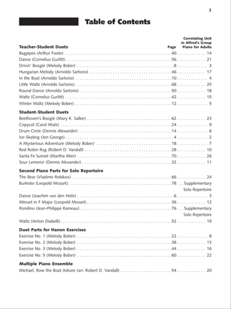 Alfred's Group Piano for Adults -- Ensemble Music Piano Method scores gallery preview page 3