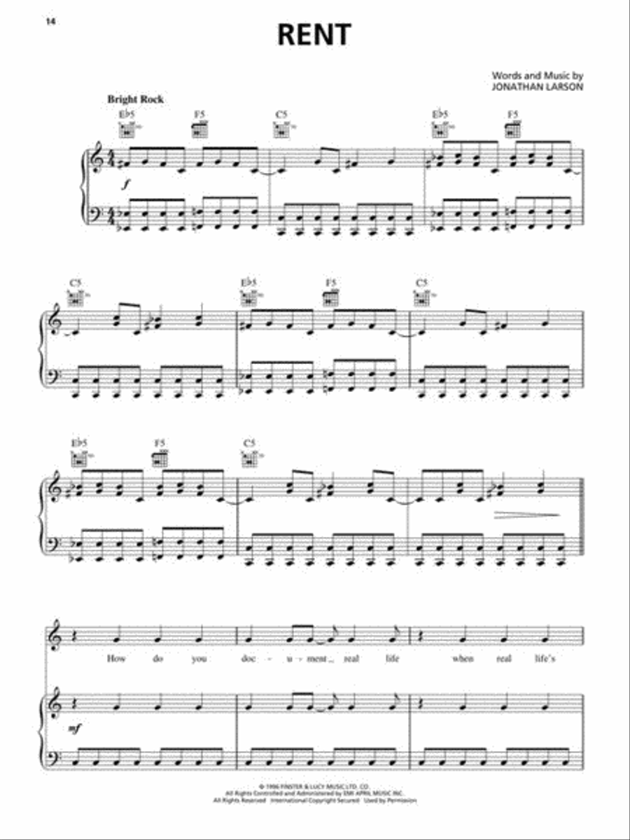 Rent Piano, Vocal, Guitar scores gallery preview page 8