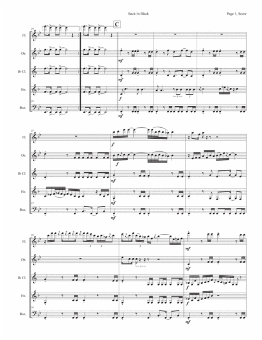 Back In Black Woodwind Quintet scores gallery preview page 3