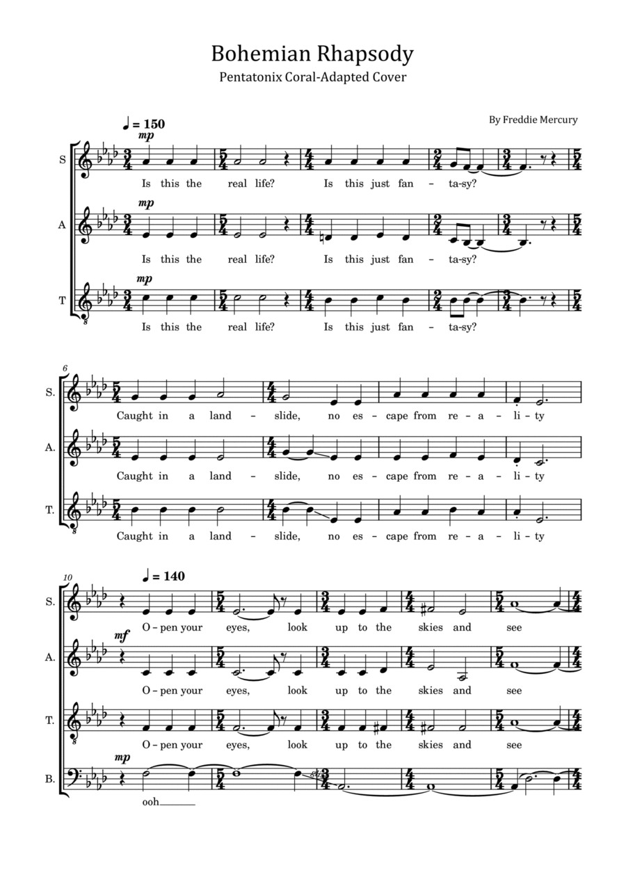 Bohemian Rhapsody 4-Part scores gallery preview page 1