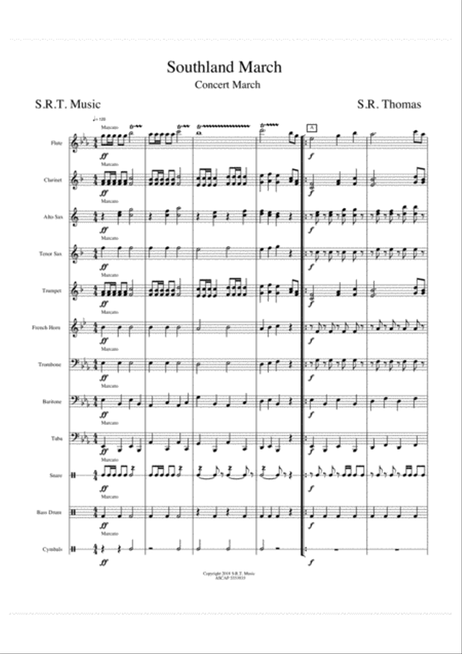 Southland March Southland March Concert Band scores gallery preview page 1