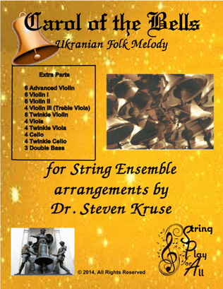 Book cover for Extra Parts for Carol of the Bells for Multi-Level String Orchestra