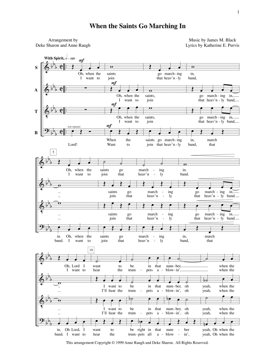When the Saints Go Marching In 4-Part scores gallery preview page 1