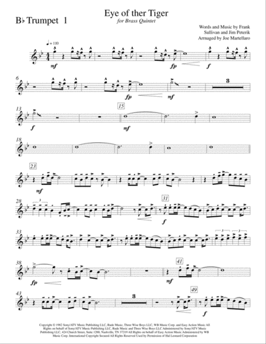 Eye Of The Tiger Brass Ensemble scores gallery preview page 2