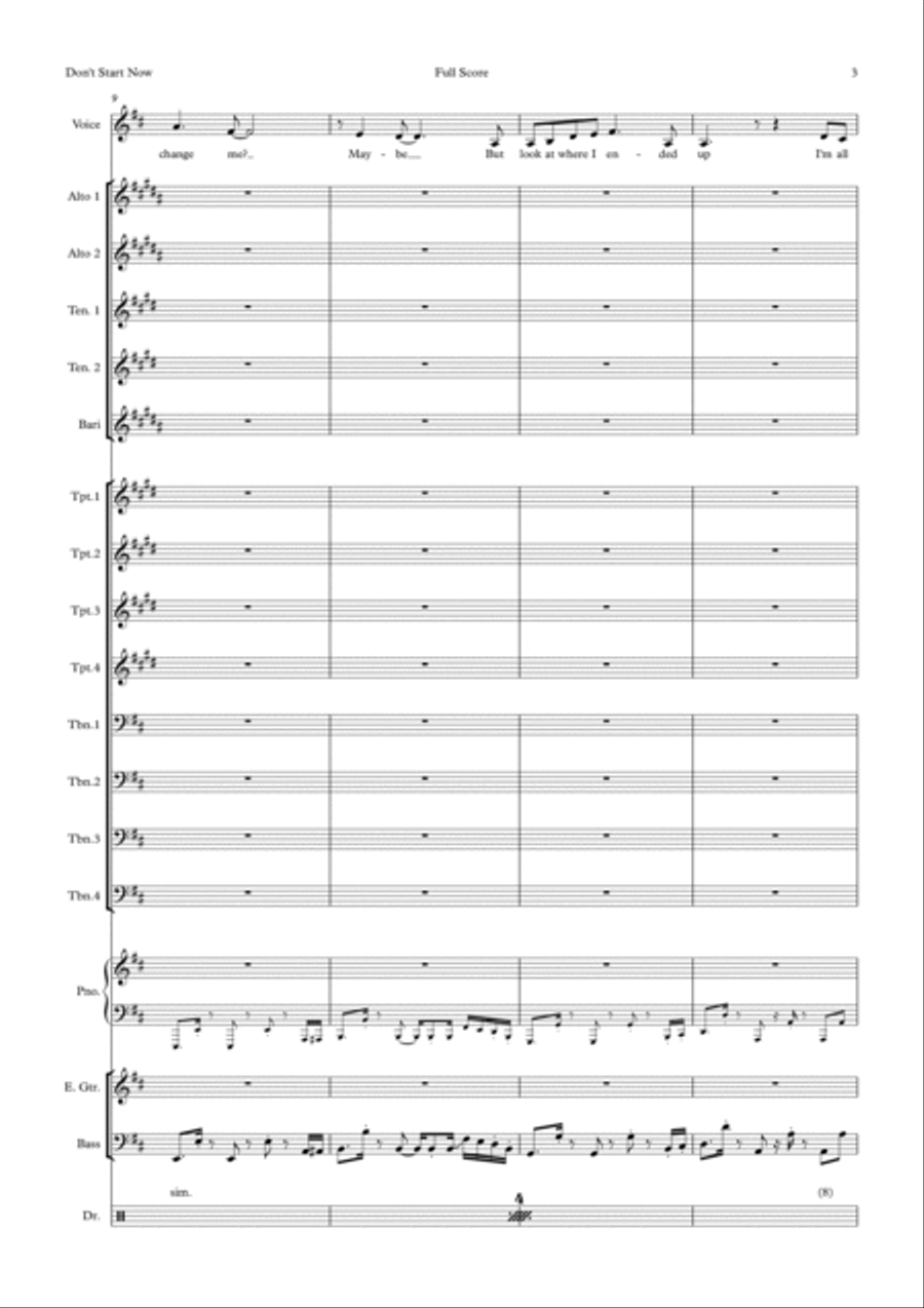 Don't Start Now Jazz Ensemble scores gallery preview page 3