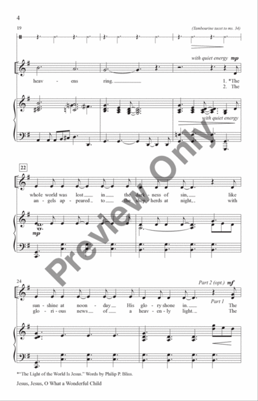 Jesus, Jesus, O What a Wonderful Child Unison Choir scores gallery preview page 4