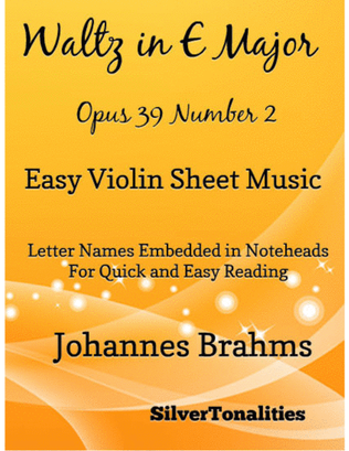 Book cover for Waltz in E Major Opus 39 Number 2 Easy Violin Sheet Music