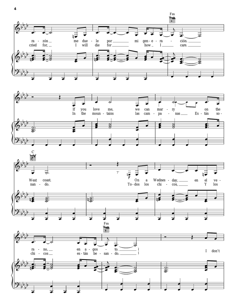 Americano Piano, Vocal, Guitar scores gallery preview page 4