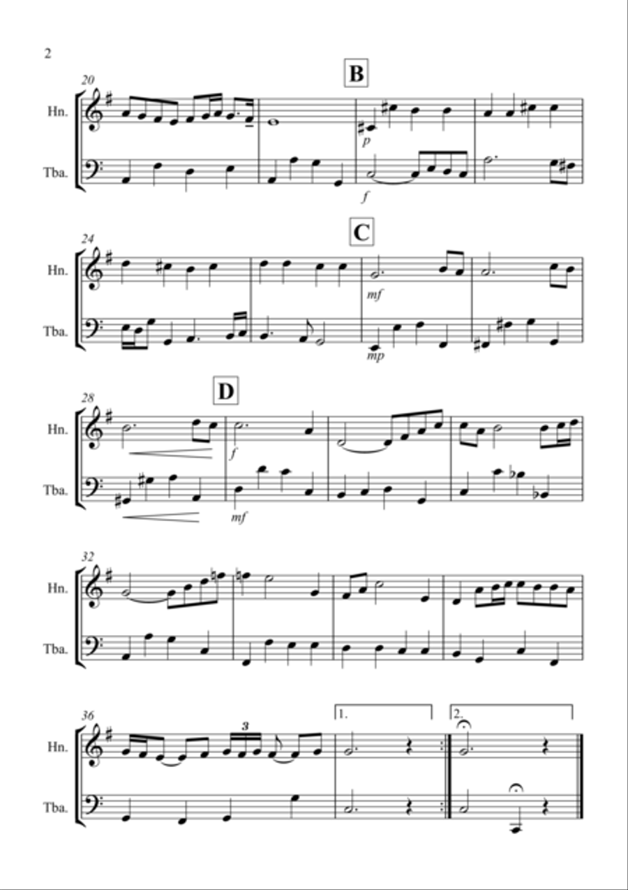 Air on a G String for French Horn and Tuba Duet Air on a G String for French Horn and Tuba Duet Tuba scores gallery preview page 2