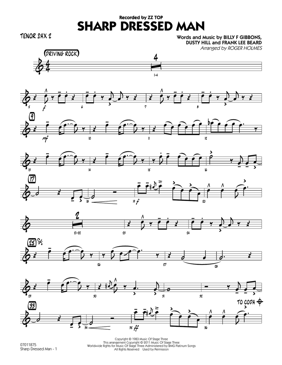 Sharp Dressed Man - Tenor Sax 2 Jazz Ensemble scores gallery preview page 1