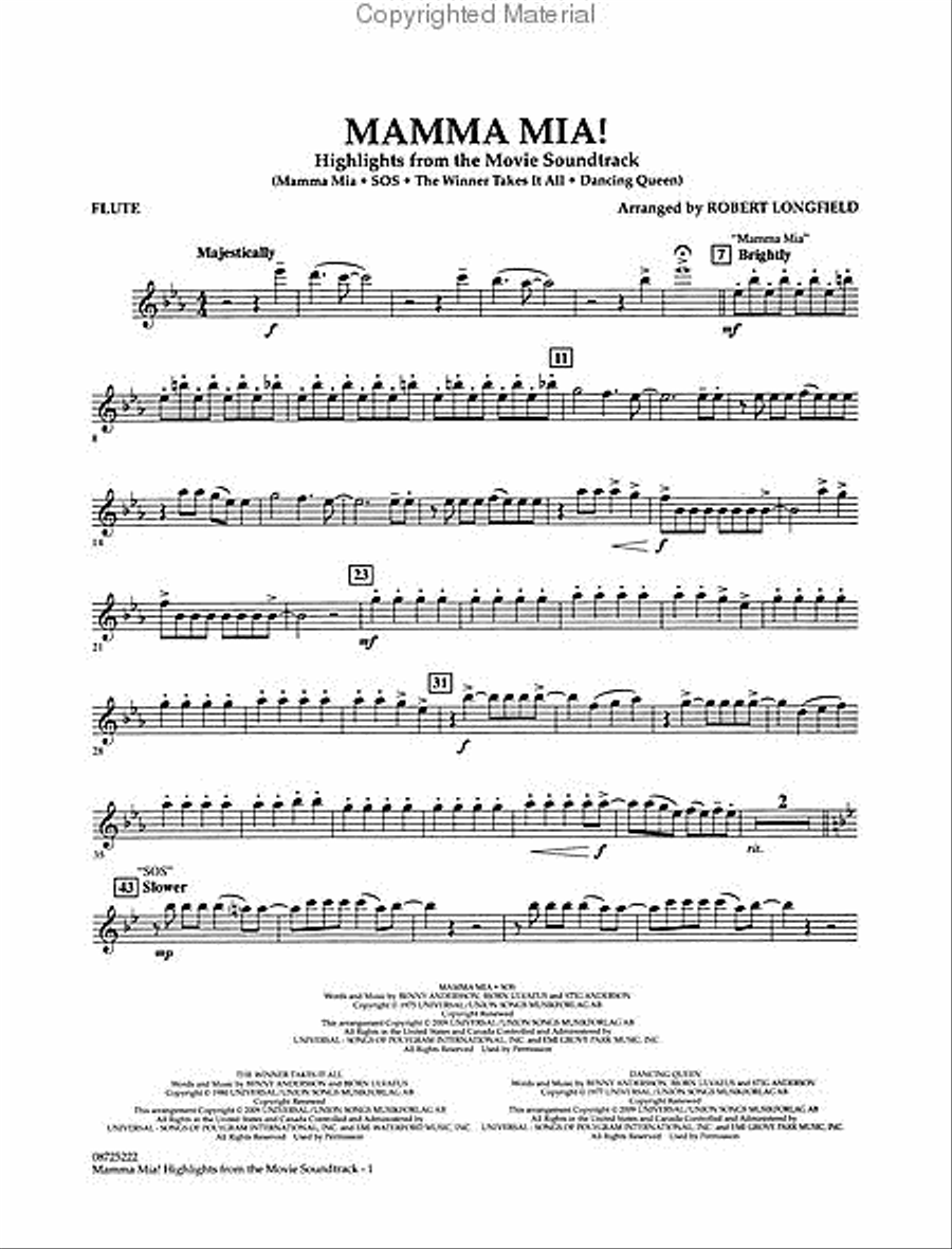 Mamma Mia! – Highlights from the Movie Soundtrack Concert Band scores gallery preview page 4