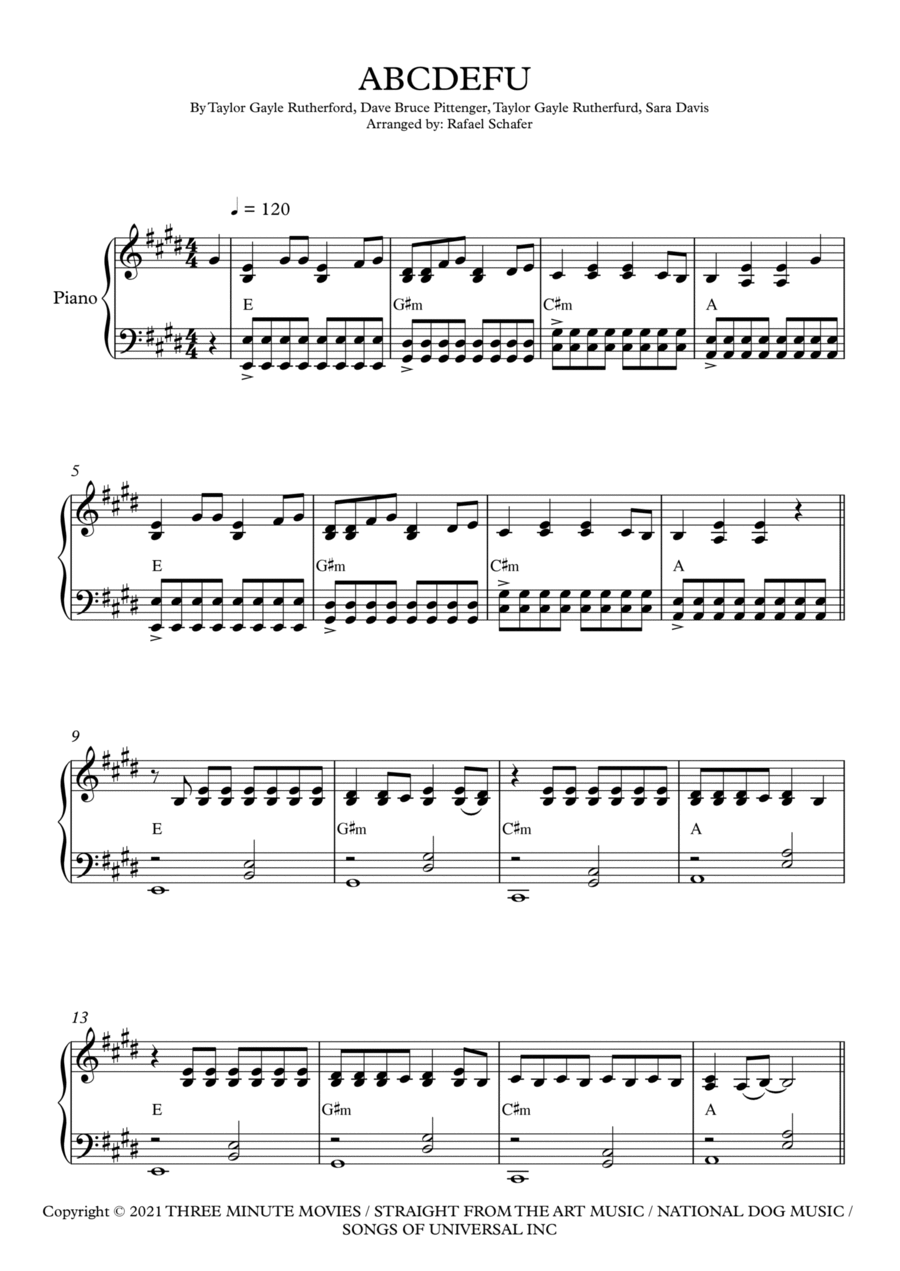 Abcdefu Abcdefu Easy Piano scores gallery preview page 1