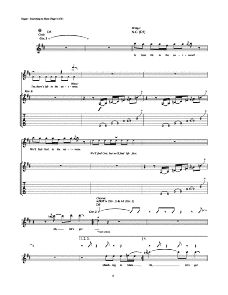 Marching to Mars Marching to Mars Electric Guitar scores gallery preview page 4