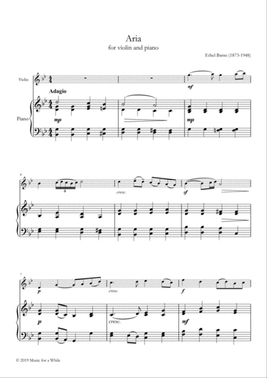 Ethel Barns - Aria for violin and piano Violin Solo scores gallery preview page 2