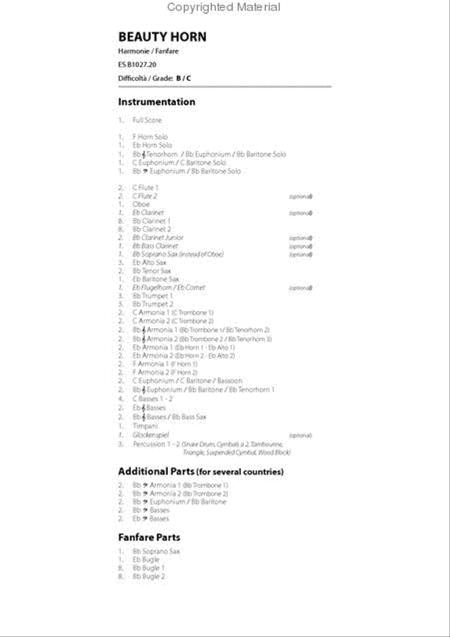 Beauty Horn Concert Band scores gallery preview page 2