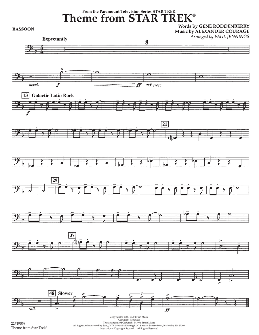 Theme from Star Trek (TV Series) - Bassoon Concert Band scores gallery preview page 1
