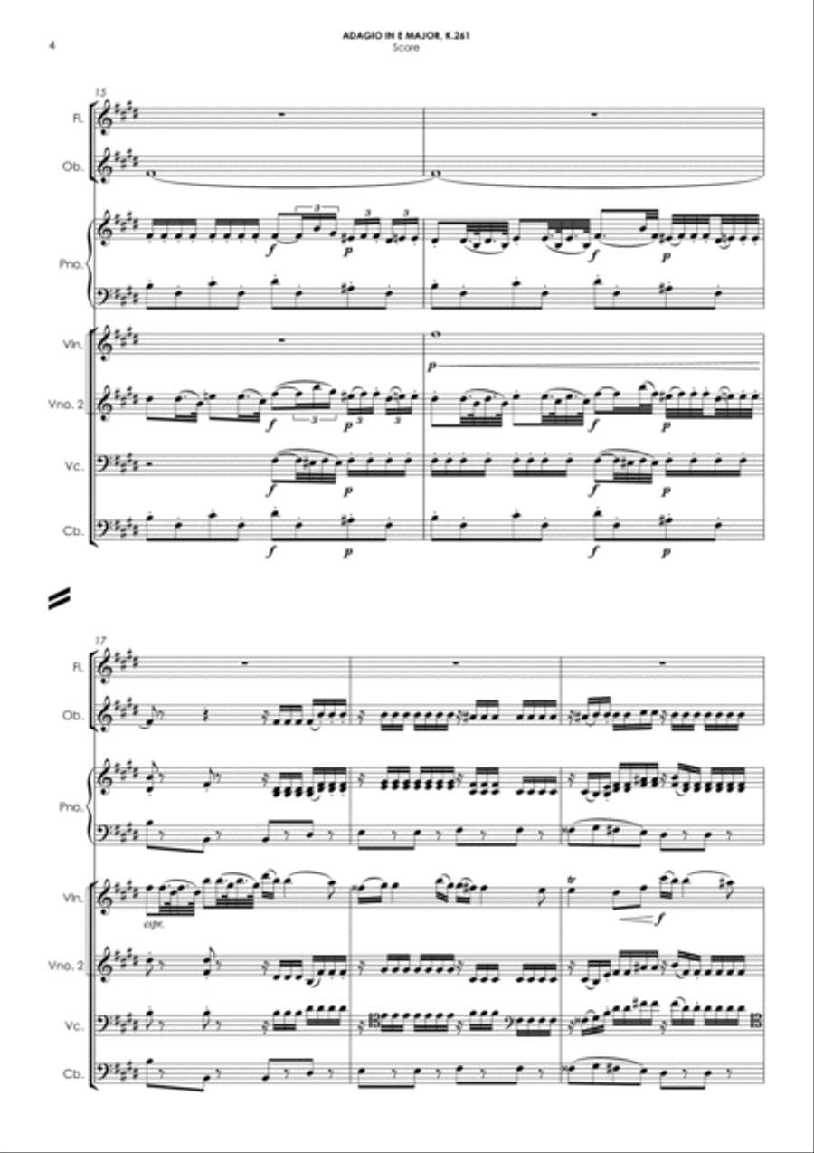 Adagio in E Major, K.261 Small Ensemble scores gallery preview page 6