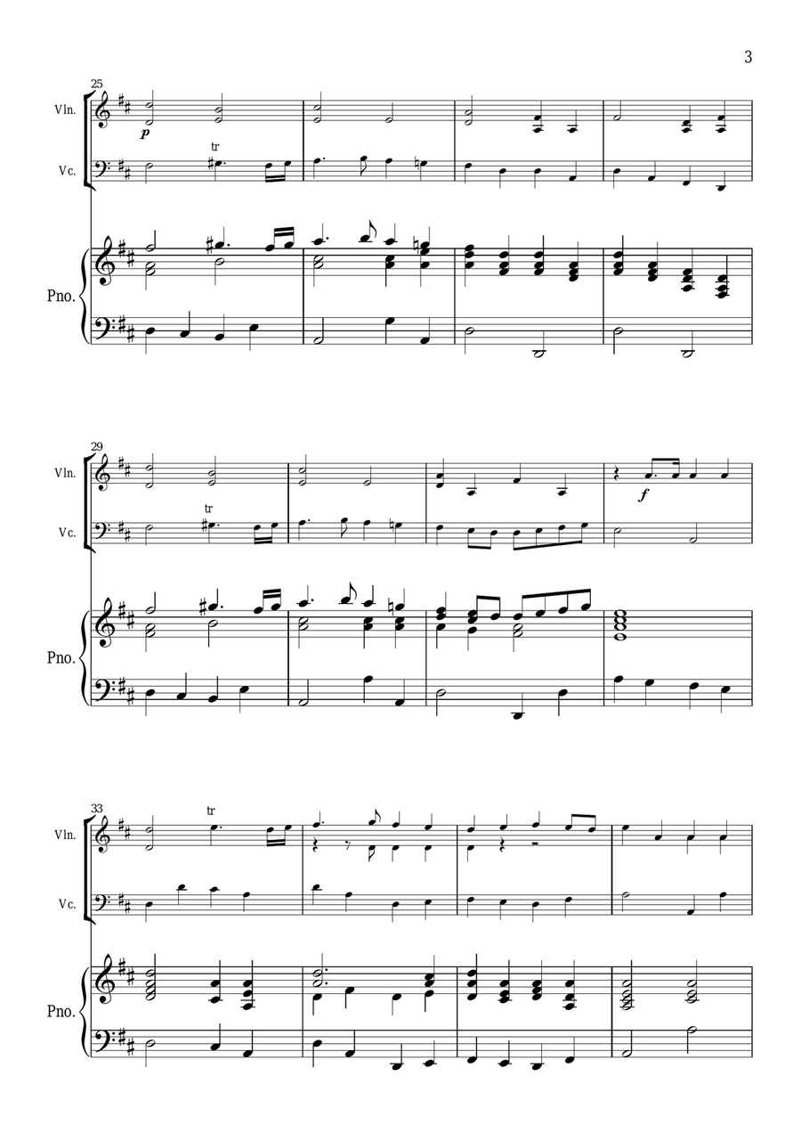 Prince of Denmark's March - Violin, Cello & Piano Trio Piano Trio scores gallery preview page 3