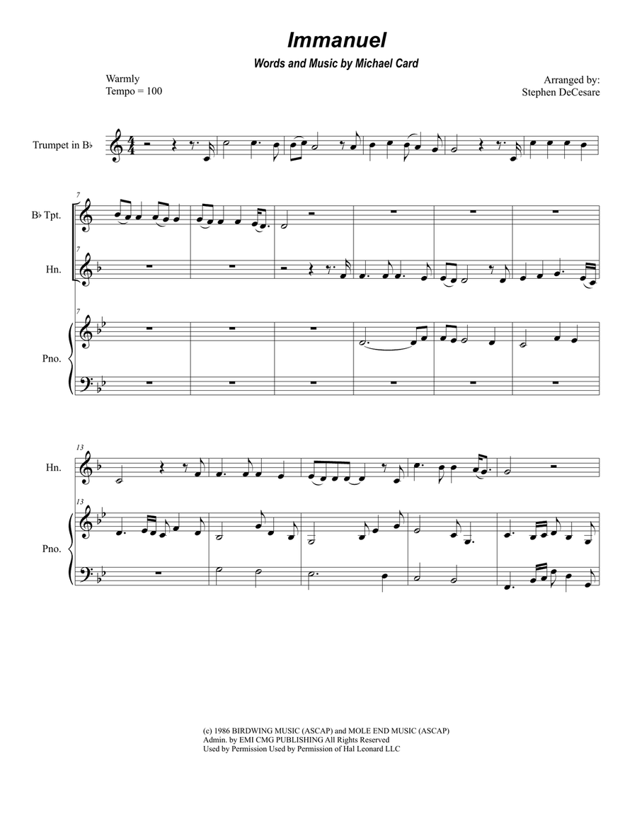 Immanuel Immanuel Brass Duet scores gallery preview page 1