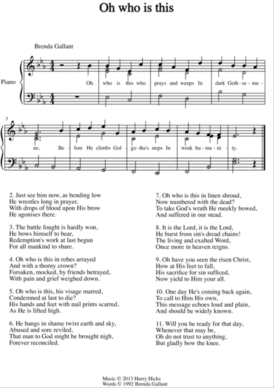 Oh who is this. A brand new hymn! Unison Choir scores gallery preview page 1