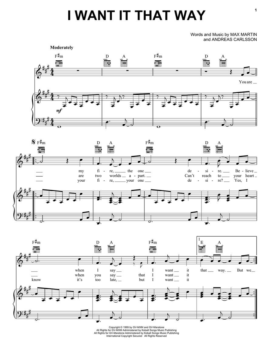 I Want It That Way Acoustic Guitar scores gallery preview page 1
