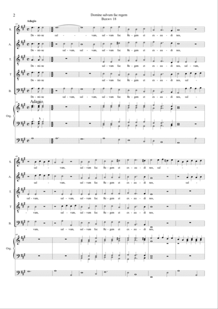 BUXTEHUDE - Domine salvum fac regem; Buxwv 18 Choir scores gallery preview page 2