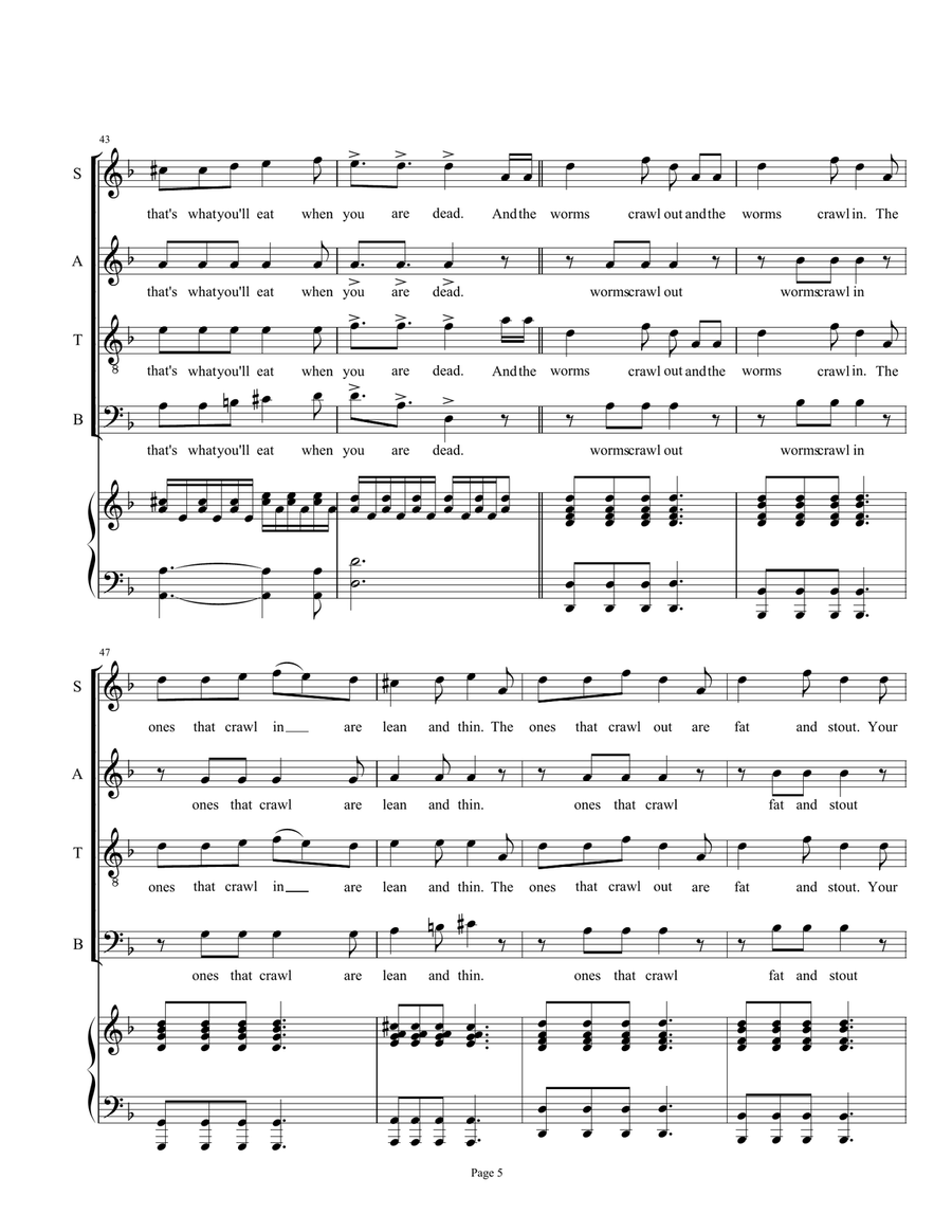 The Hearse Song (The Worms Crawl In) 4-Part scores gallery preview page 5