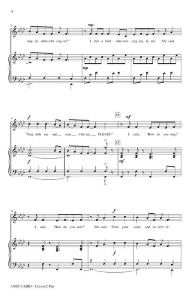 I Met a Bird by Jim Papoulis Unison Choir - Sheet Music