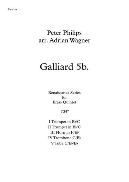 Galliard 5b. (Peter Philips) Brass Quintet arr. Adrian Wagner image number null