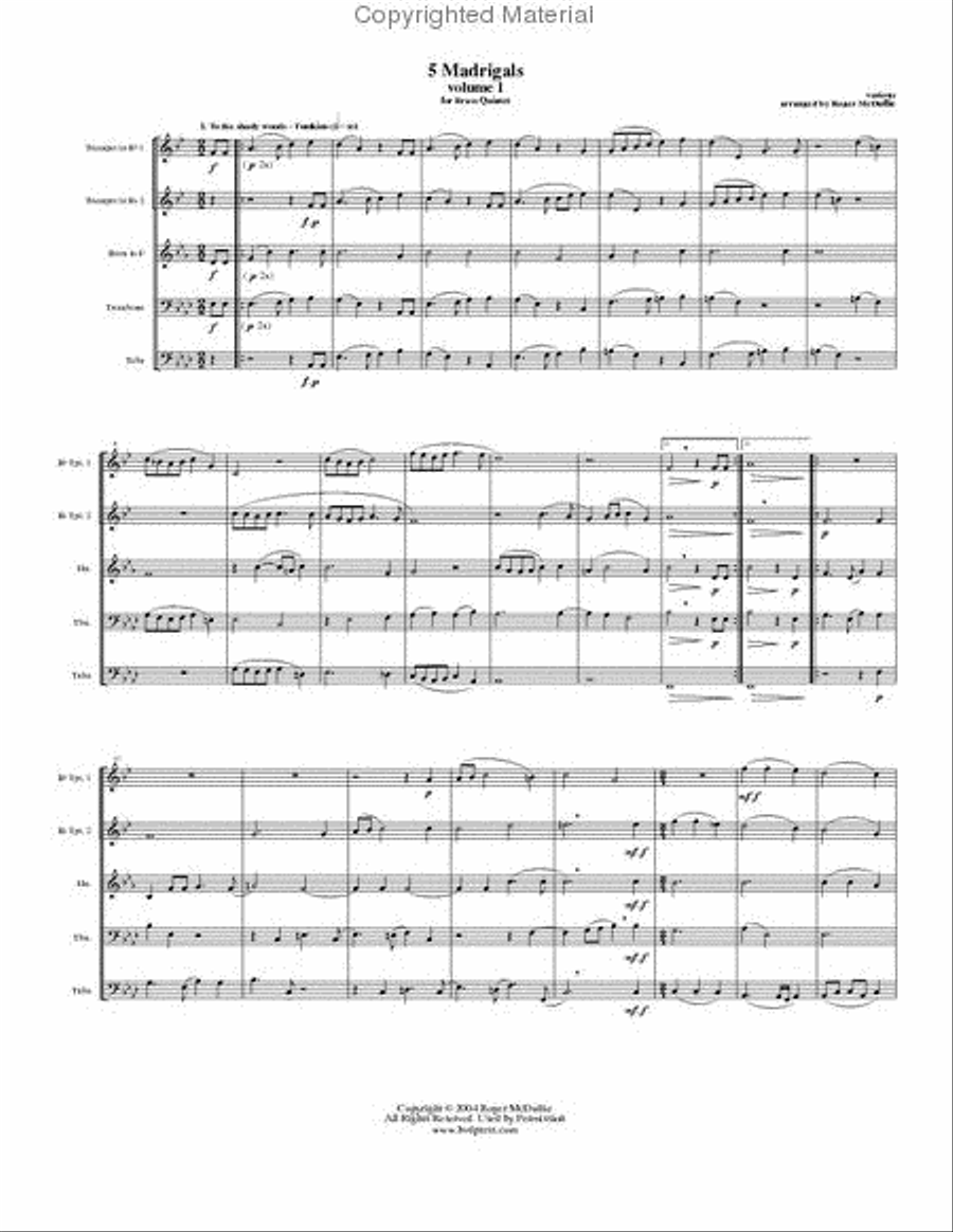 5 Madrigals, Vol. 1 Brass Quintet scores gallery preview page 2