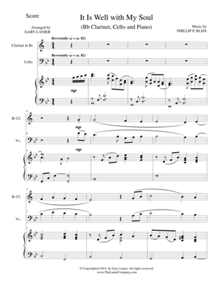 IT IS WELL WITH MY SOUL (Trio - Bb Clarinet, Cello, Piano with Score and Parts)