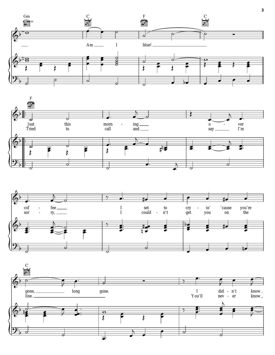 Am I Blue (Yes, I Am Blue) Piano, Vocal, Guitar scores gallery preview page 3