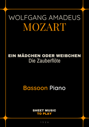 Ein Mädchen Oder Weibchen - Bassoon and Piano (Full Score and Parts)