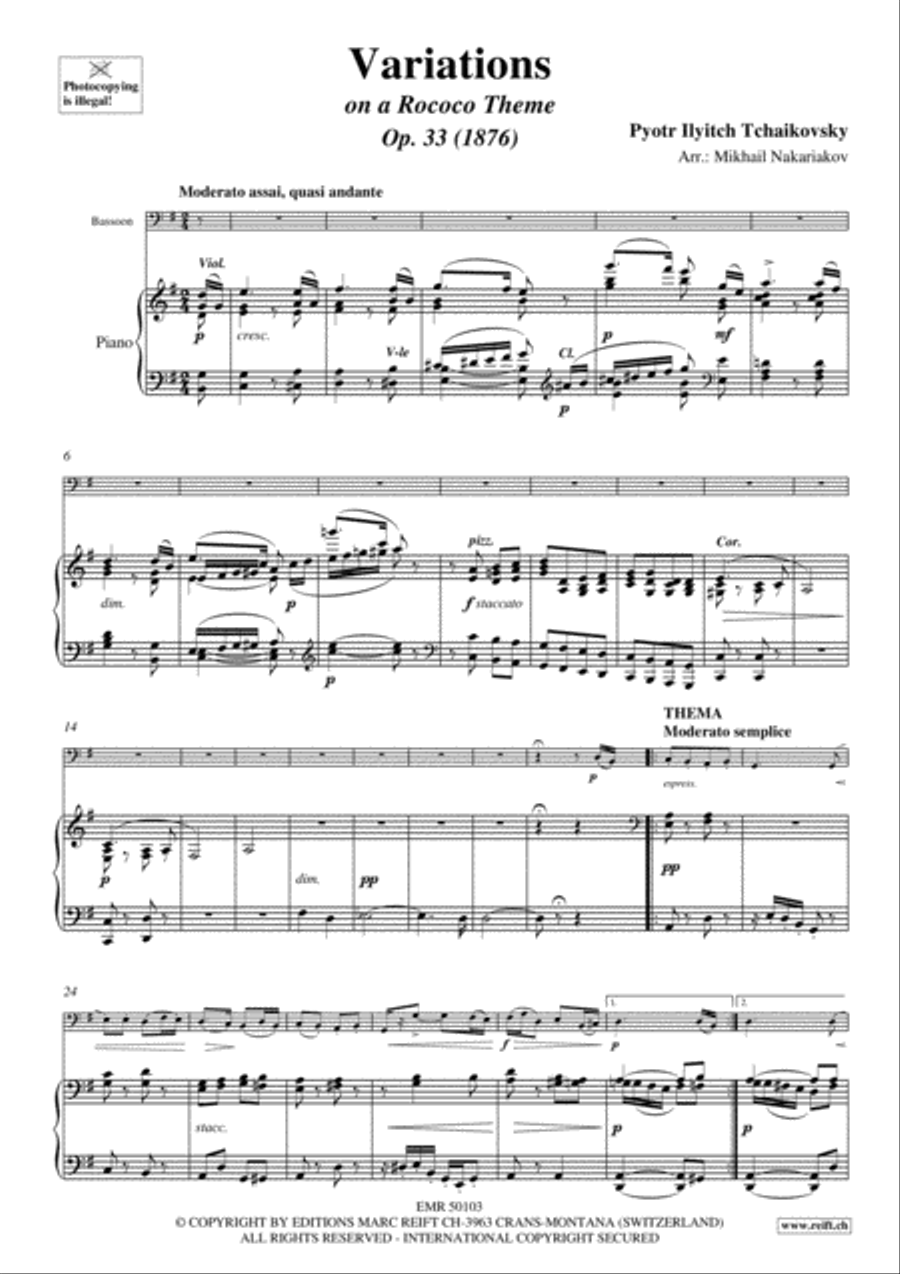 Variations On A Rococo Theme Bassoon Solo scores gallery preview page 4