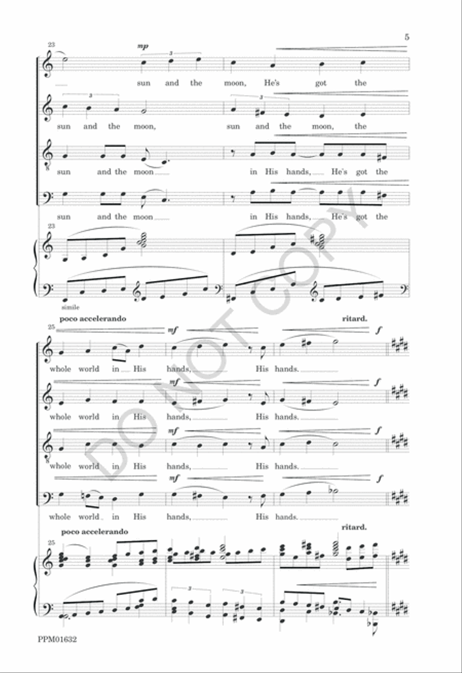 He's Got the Whole World in His Hands 4-Part scores gallery preview page 8