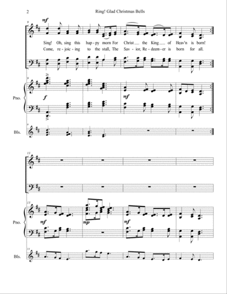 Ring Glad Christmas Bells - SATB 4-Part scores gallery preview page 3