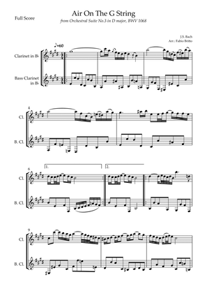 Air On The G String (J.S. Bach) for Clarinet in Bb & Bass Clarinet in Bb Duo