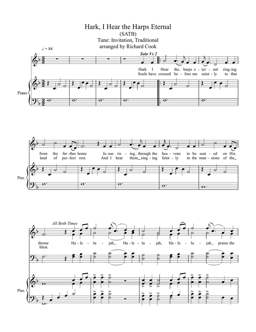 Hark, I Hear the Harps Eternal 4-Part scores gallery preview page 1