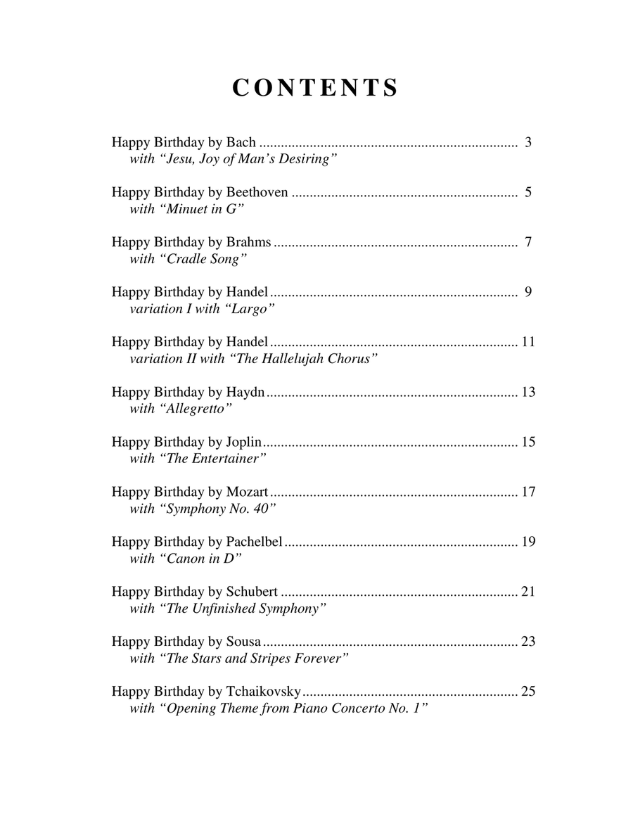Happy Birthday Variations by the Great Composers (A Collection of 12 Piano Solos) Piano Solo scores gallery preview page 4