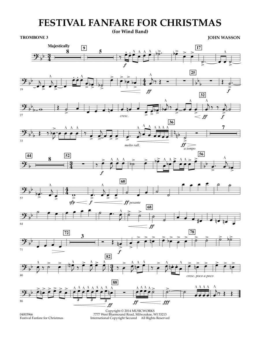 Festival Fanfare for Christmas (for Wind Band) - Trombone 3 Concert Band scores gallery preview page 1