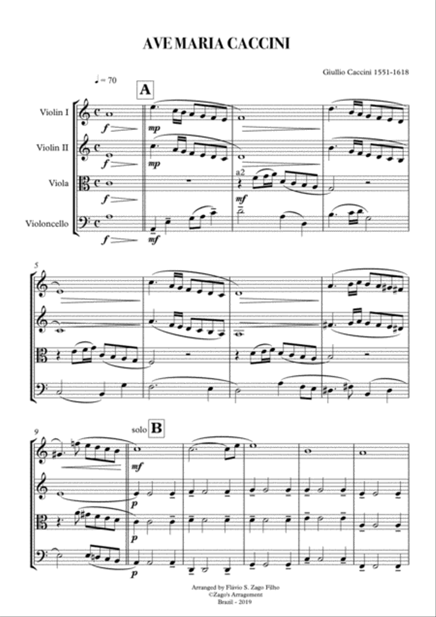 AVE MARIA CACCINI String Quartet scores gallery preview page 2