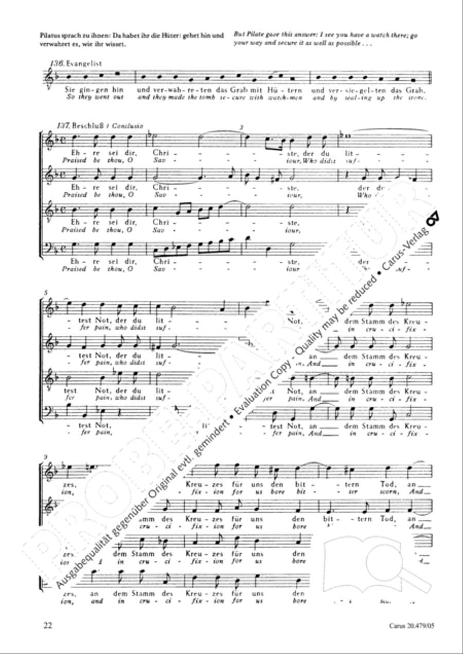 St. Matthew Passion (Matthaus-Passion) 4-Part scores gallery preview page 23