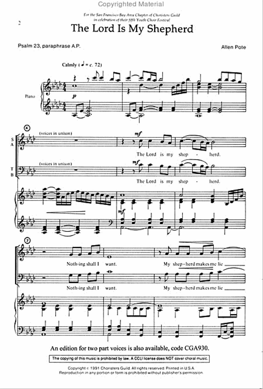 The Lord Is My Shepherd SATB