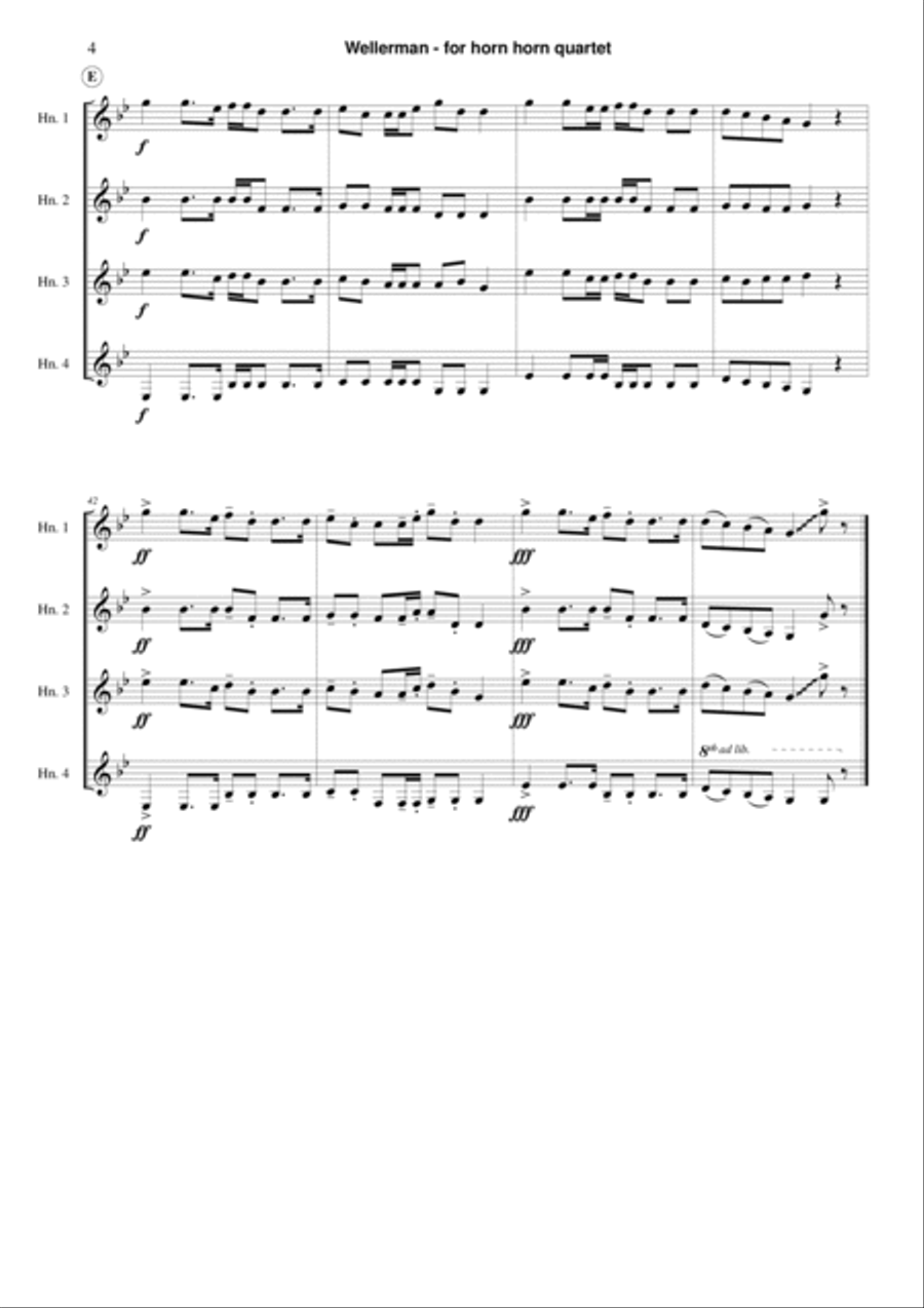 Wellerman Wellerman Brass Quartet scores gallery preview page 4