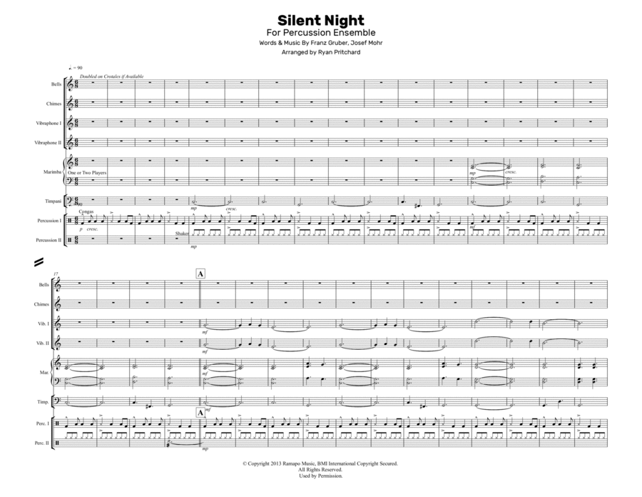 Silent Night Percussion Ensemble scores gallery preview page 1