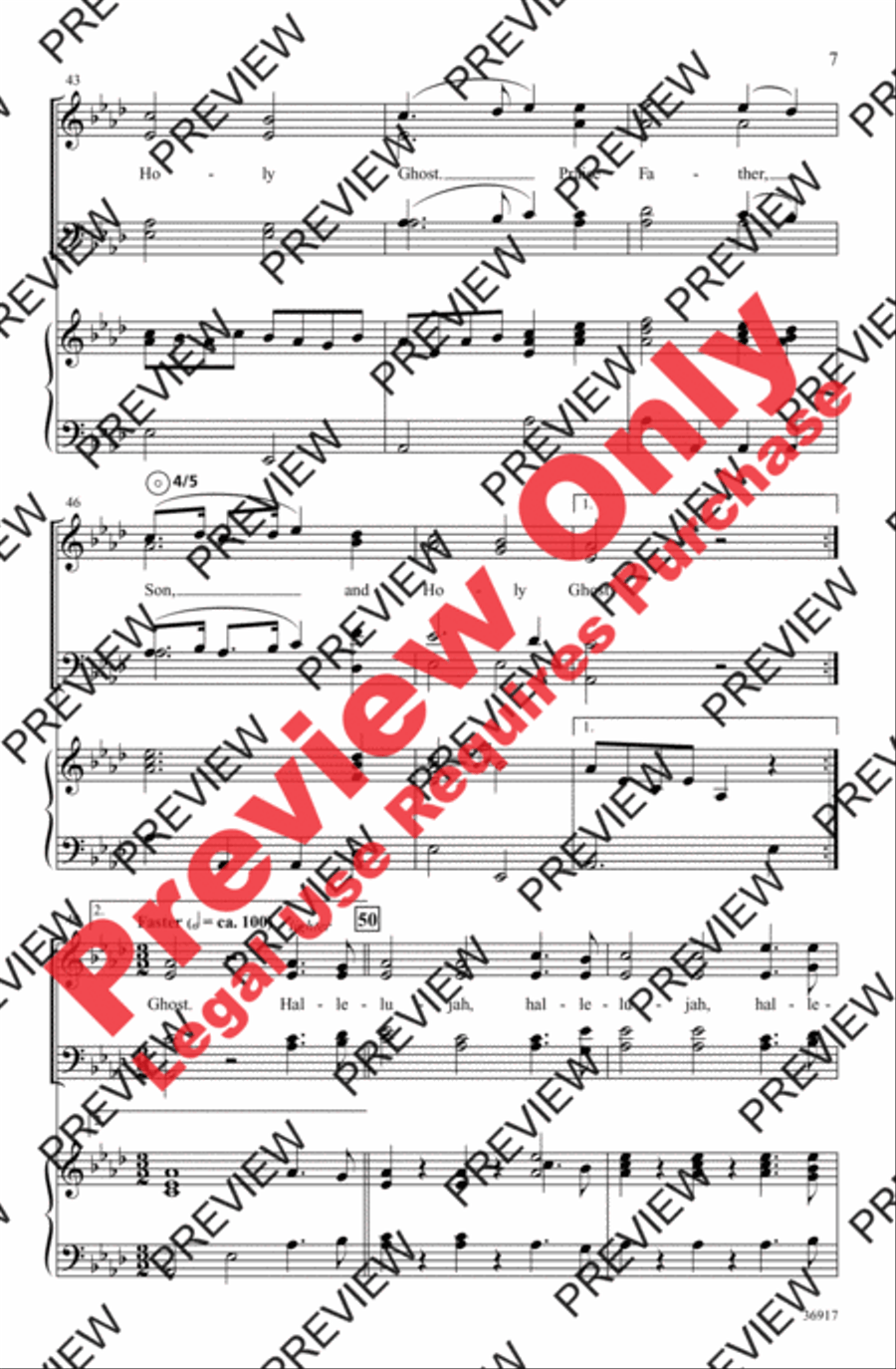 Praise God from Whom All Blessings Flow 4-Part scores gallery preview page 7